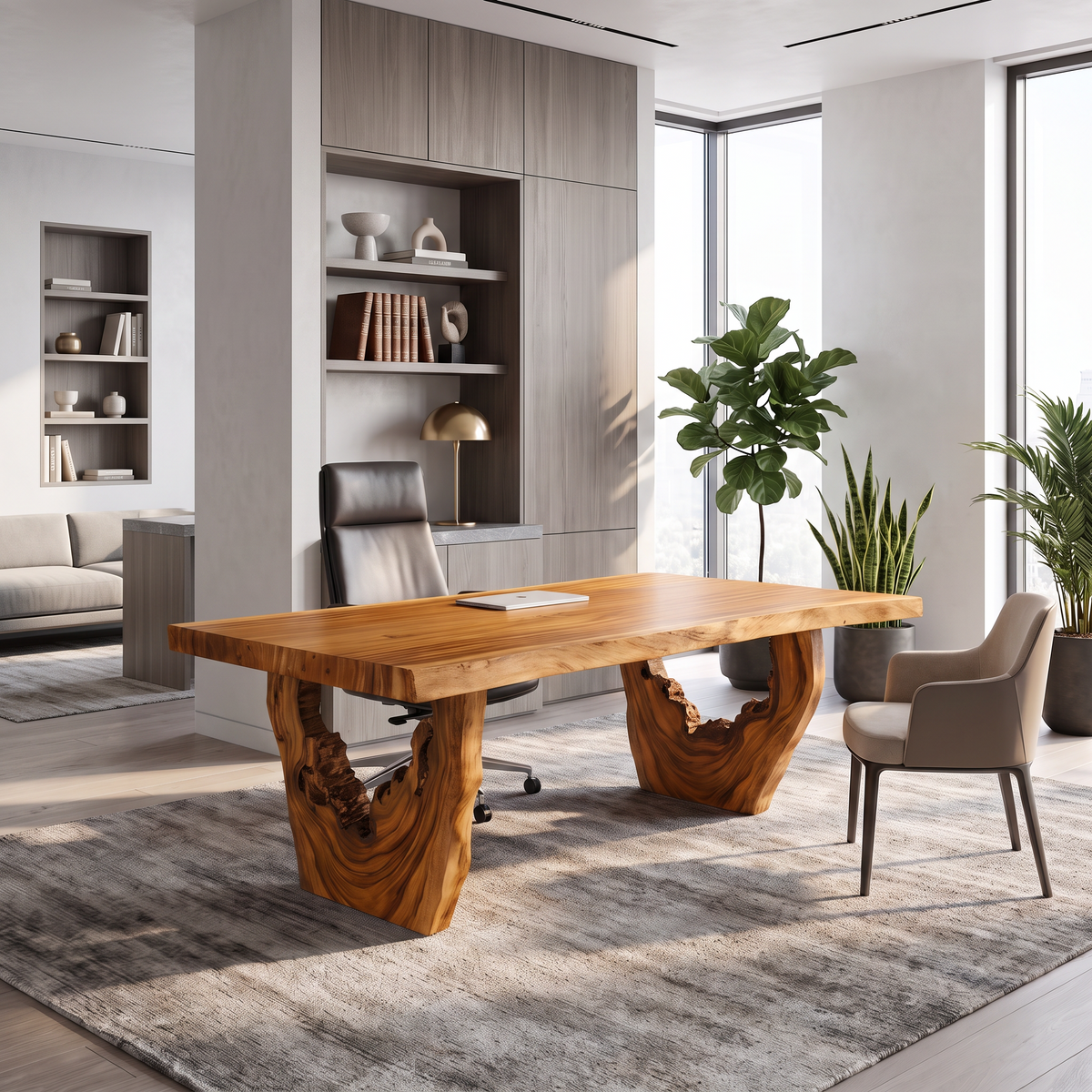 Organic Executive Desk With Flowing Curved Legs For Workspace