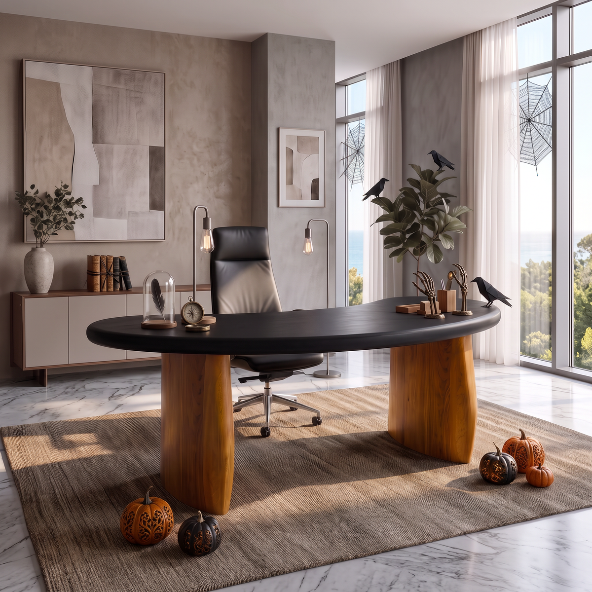 Minimalist Desk With Rounded Base For Home Office