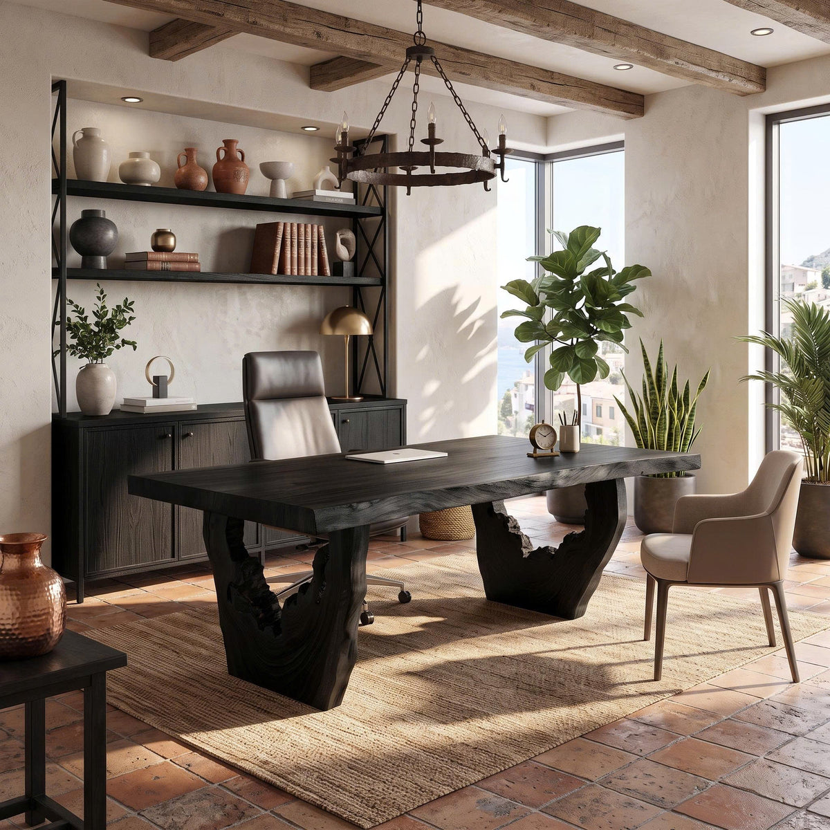 Organic Executive Desk With Flowing Curved Legs For Workspace