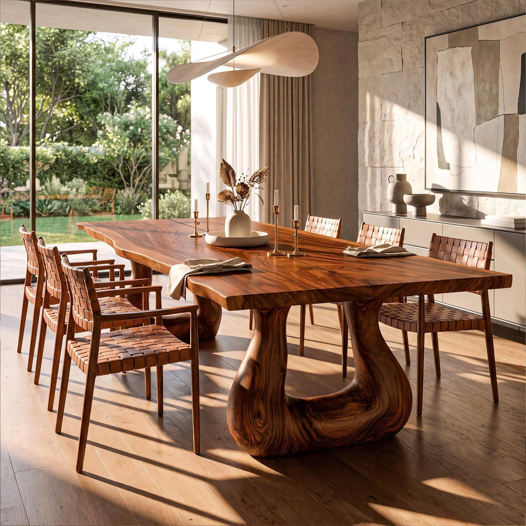 Rustic Live Edge Dining Table With Flowing Tree Form Legs For Dining Room
