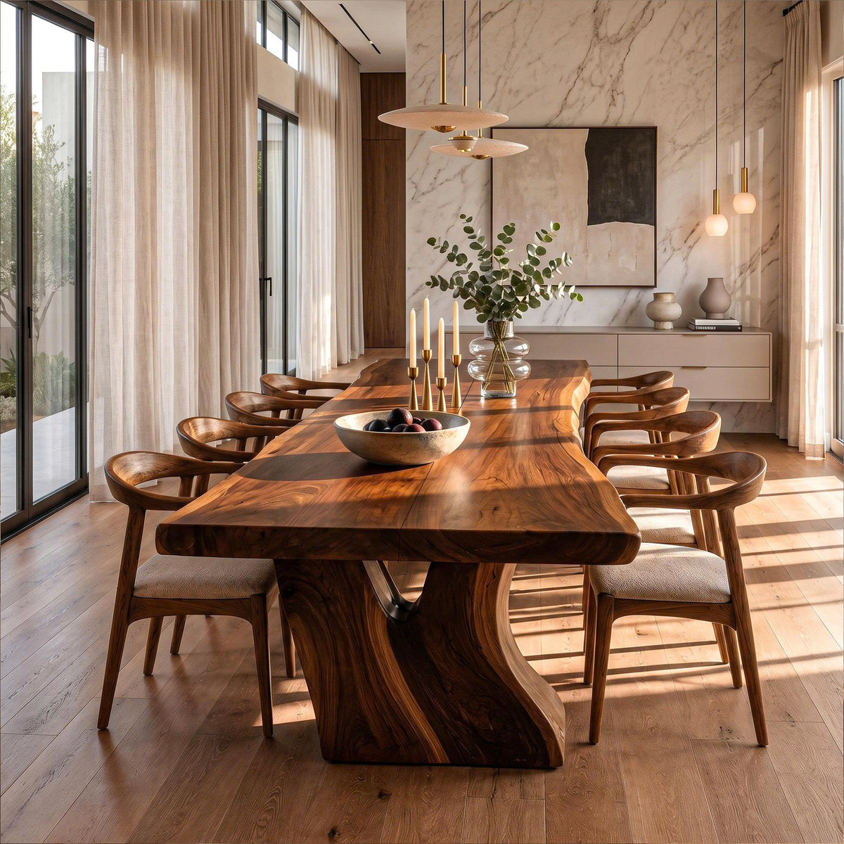Natural Dining Table With Sculpted Root Inspired Legs For Dining Room