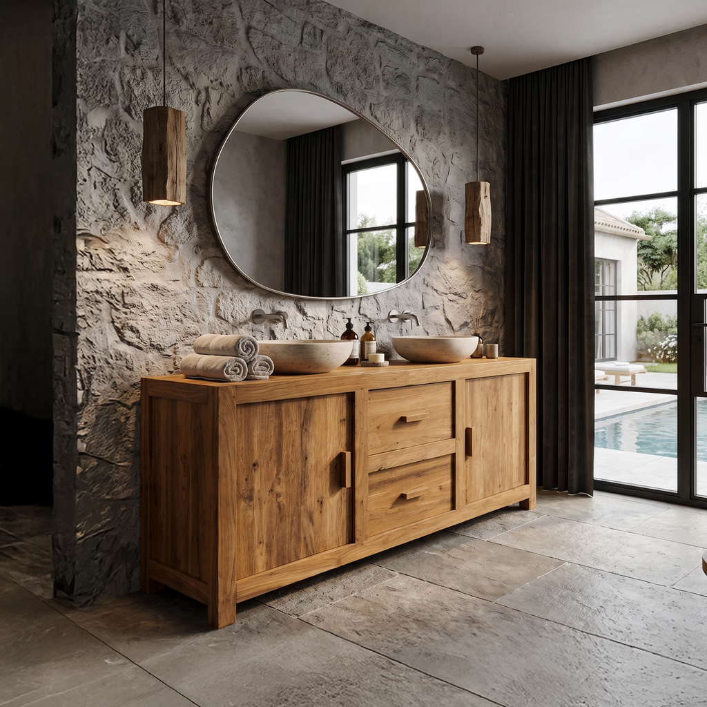 Contemporary Double Bathroom Vanity With Cabinet And Drawer Storage For Bathroom