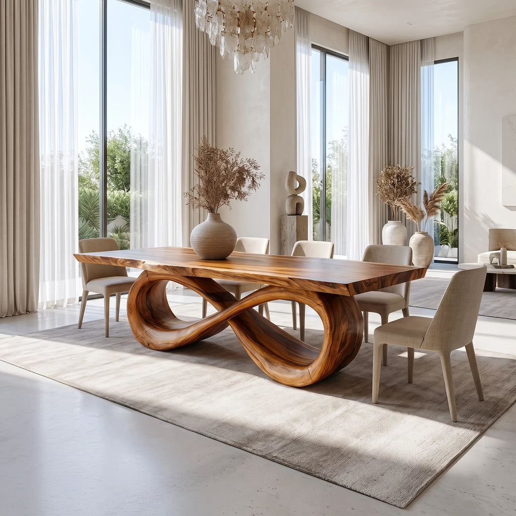 Serene Modern Dining Table Rectangle Dining Room Table Infinity Base For Dining Room