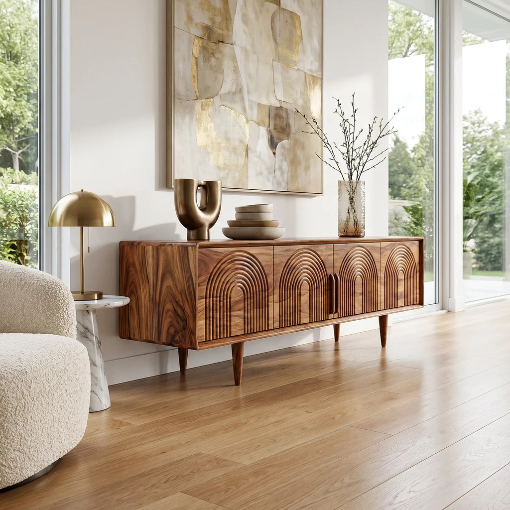 Refined Sideboard Cabinet Dining Sideboard Buffet Cabinet Arch Carving For Dining Room
