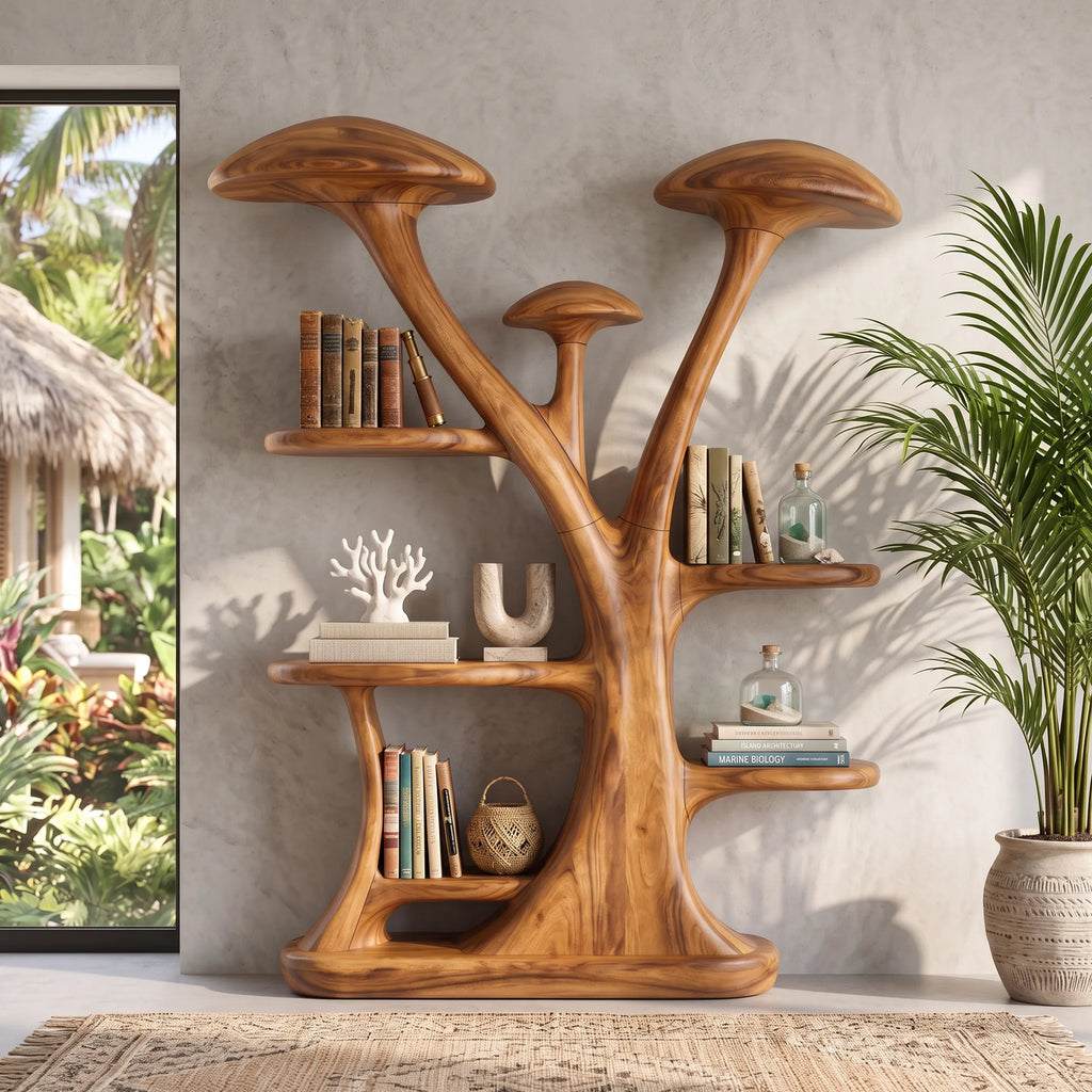 Organic Curved Mushroom Bookshelf Modern Bedroom Nook