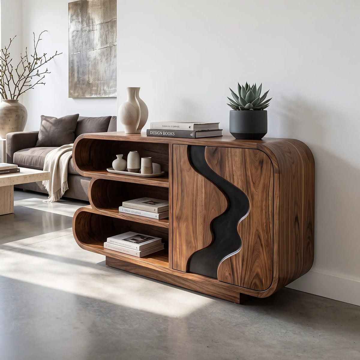Organic Modern Sculptural Sideboard Cabinet Living Room