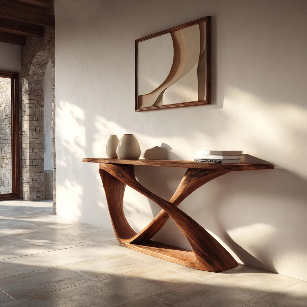 Contemporary Sculptural Curved Console Table For Hallway