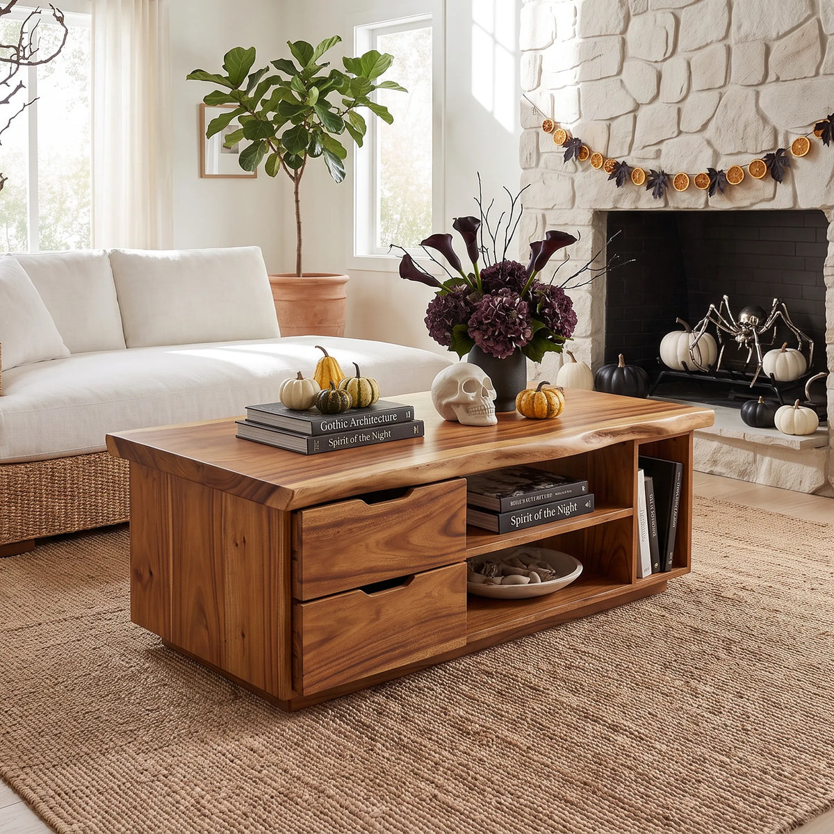 Organic Halloween Live Edge Coffee Table Modern Lounge