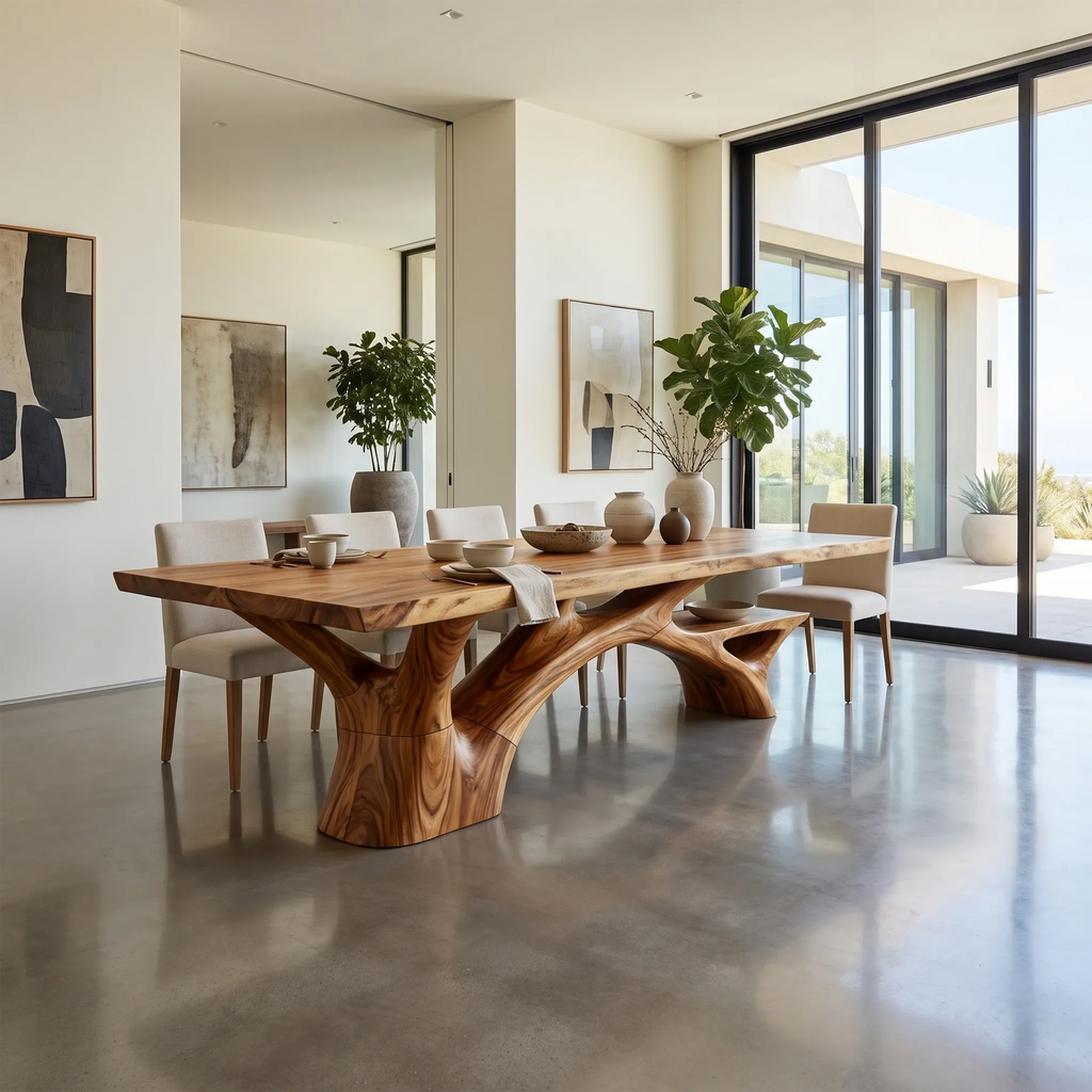 Minimal Dining Table Rectangle Dining Room Table Sculptural Branch Base For Dining Room