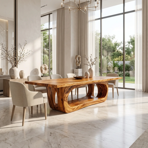 Artistic Dining Table Rectangle Dining Table Wooden Dining Table Open Frame Base For Dining Room
