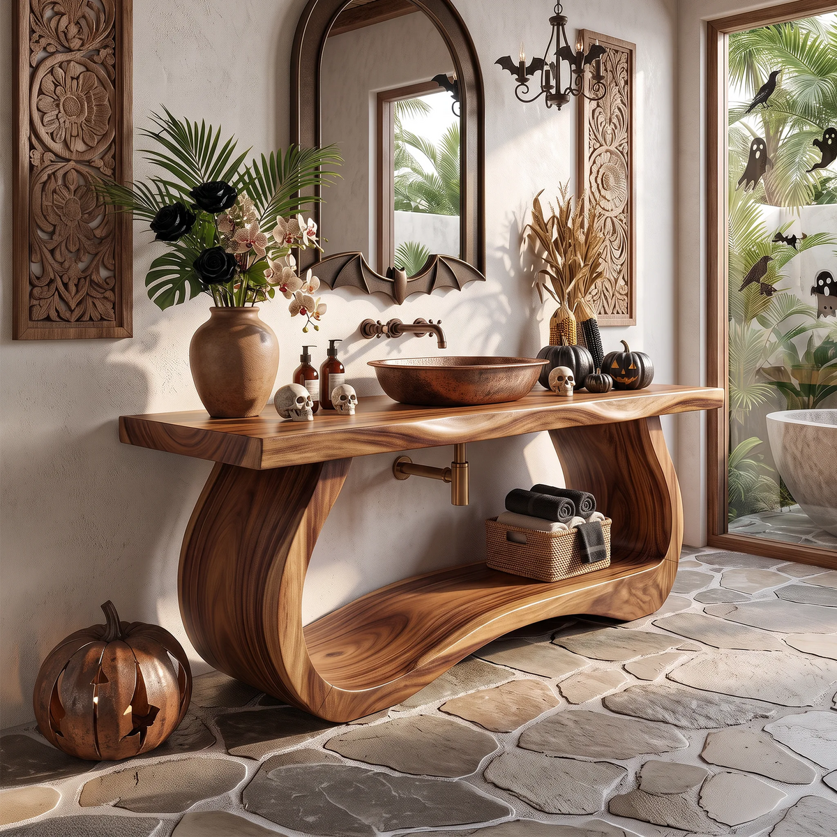 Mid Century Wood Bathroom Vanity Spa Bathroom
