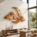 Japandi Carved Wood Wall Art For Dining Room