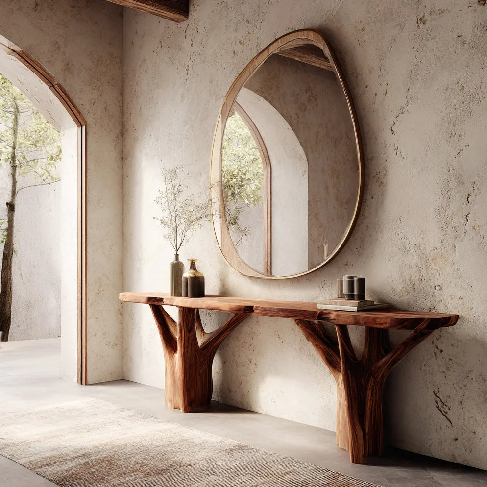 Live Edge Branch Console Table For Modern Hallway