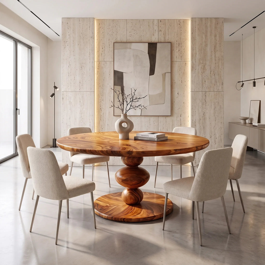 Elegant Round Dining Table Modern Dining Table Stacked Pedestal For Dining Room