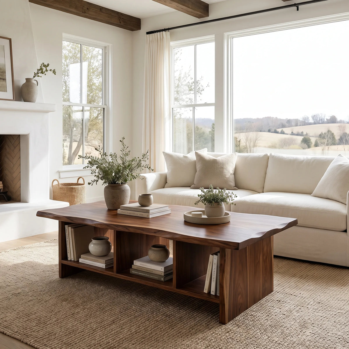Farmhouse Live Edge Coffee Table Country Living Room