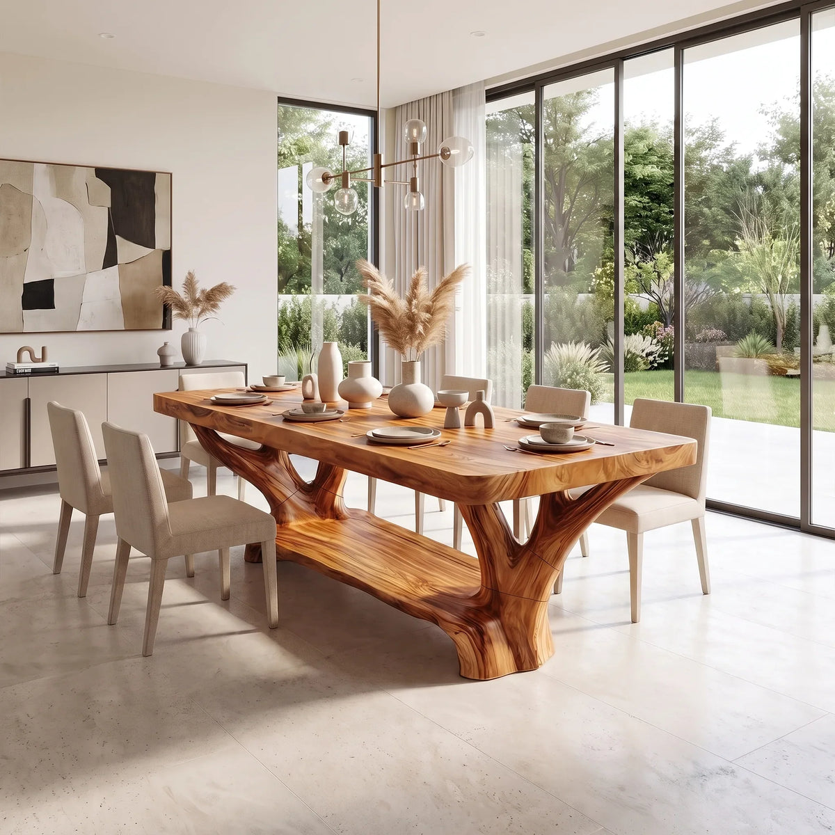 Artistic Dining Table Rectangle Wood Dining Room Table Curved Base For Dining Room