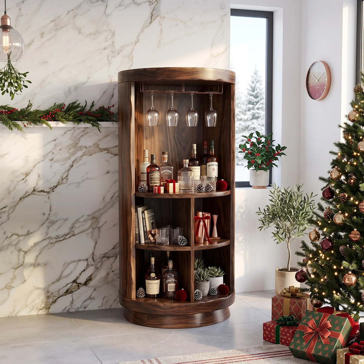 Mid Century Christmas Liquor Cabinet Living Room