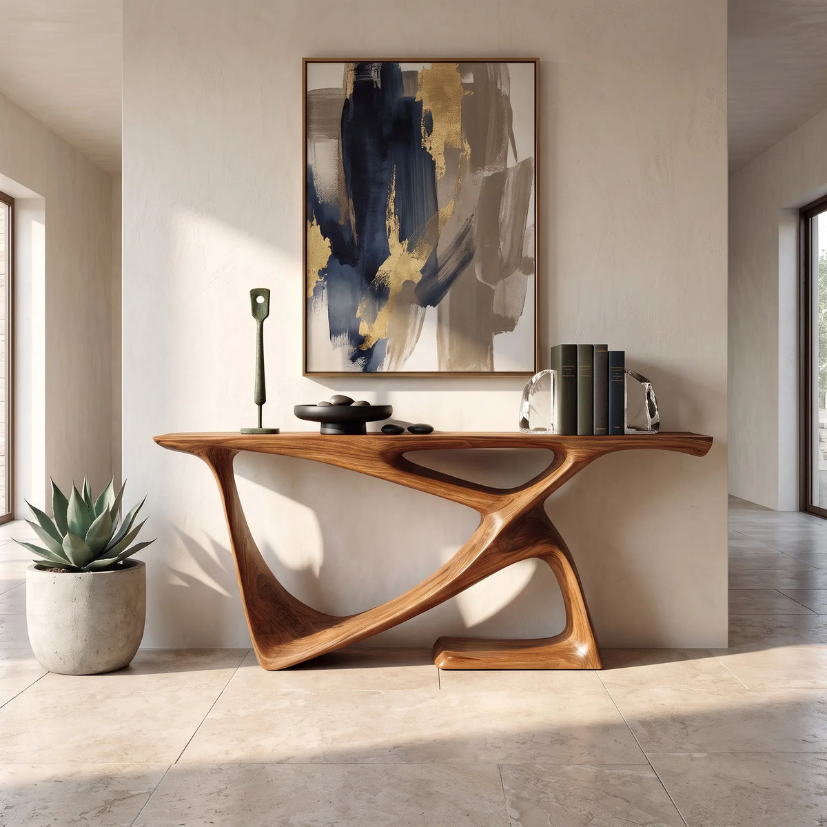 Organic Modern Sculptural Console Table For Contemporary Entryway