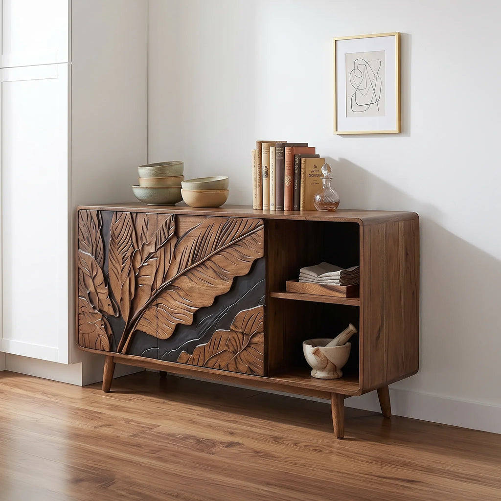 Handcrafted Botanical Credenza Living Room