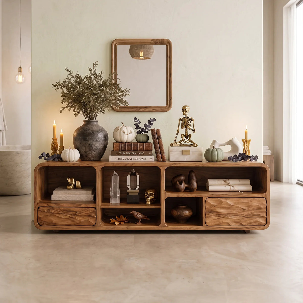 Mid Century Skull Console Table For Entryway