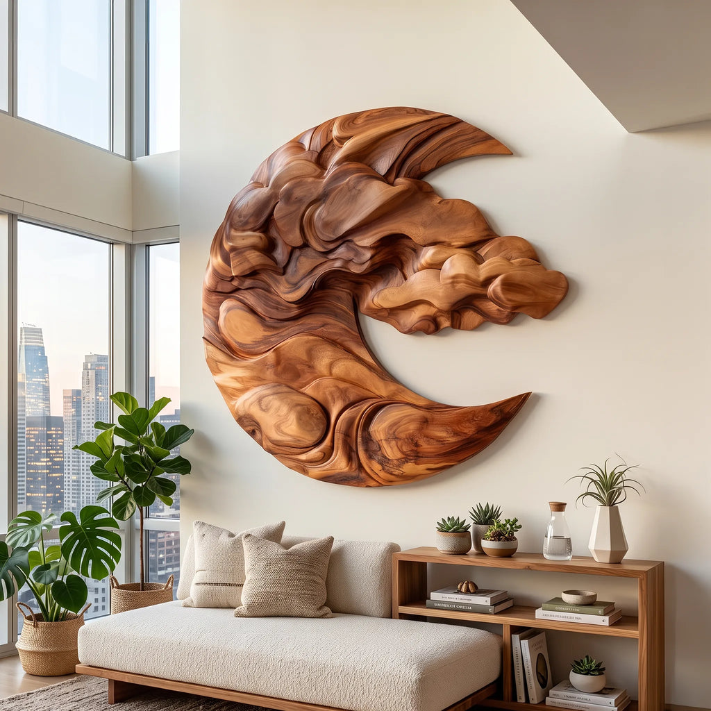 Modern Sculptural Wooden Wall Art For Urban Loft