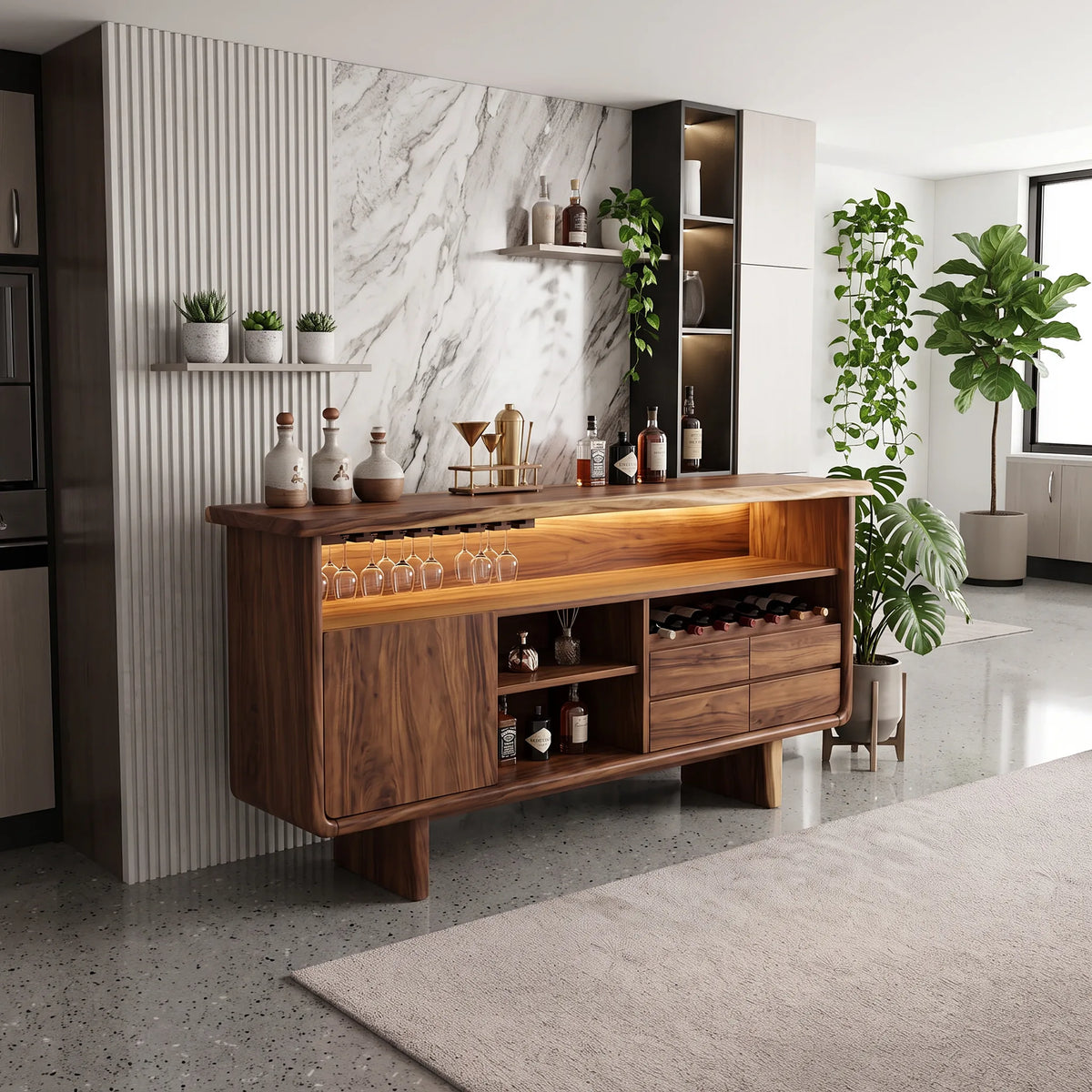 Organic Sculptural Liquor Cabinet Modern Dining Room