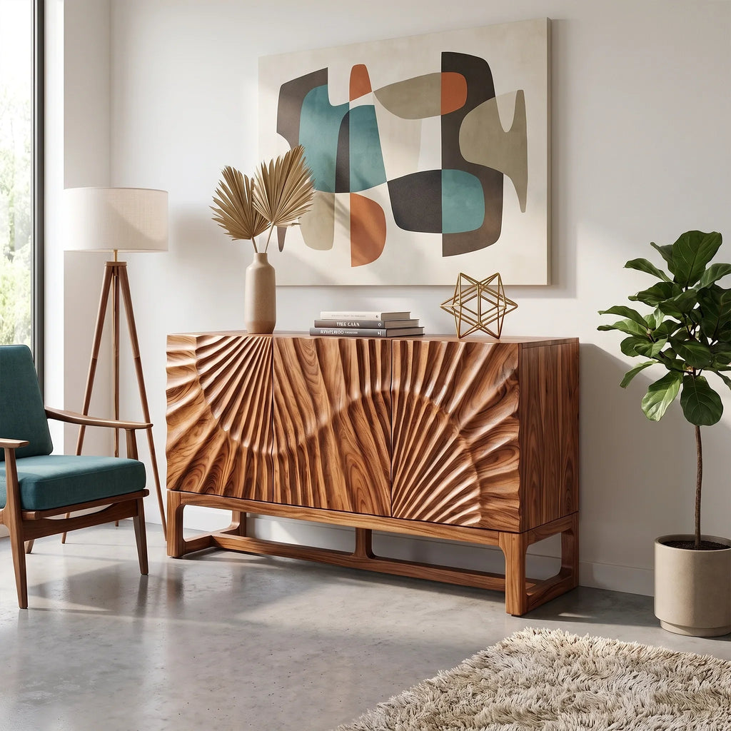 Artistic Sideboard Sideboard Storage Cabinet Modern Sideboard Sunburst Relief For Living Room