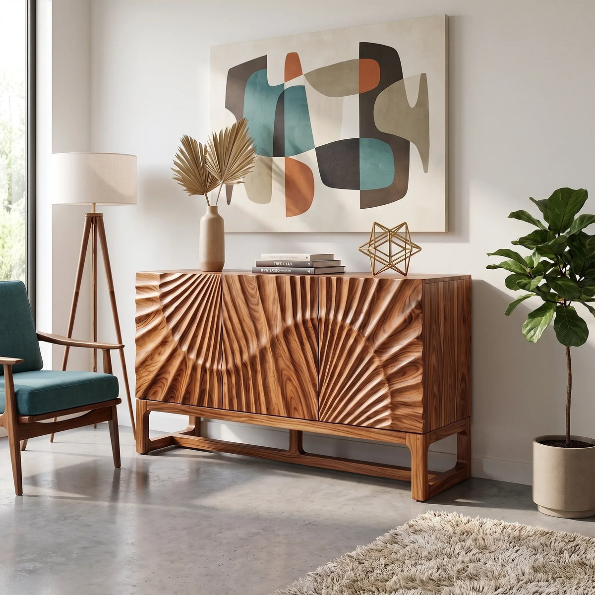 Artistic Sideboard Sideboard Storage Cabinet Modern Sideboard Sunburst Relief For Living Room
