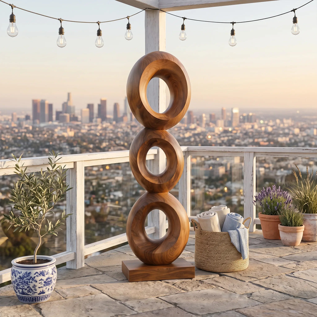 Organic Modern Wooden Sculpture For Rooftop Terrace Decor