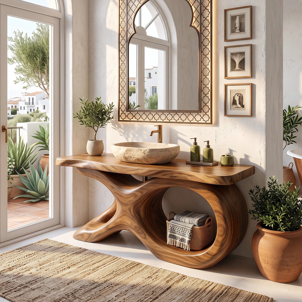 Mediterranean Bathroom Vanity Cabinet Luxury Villa