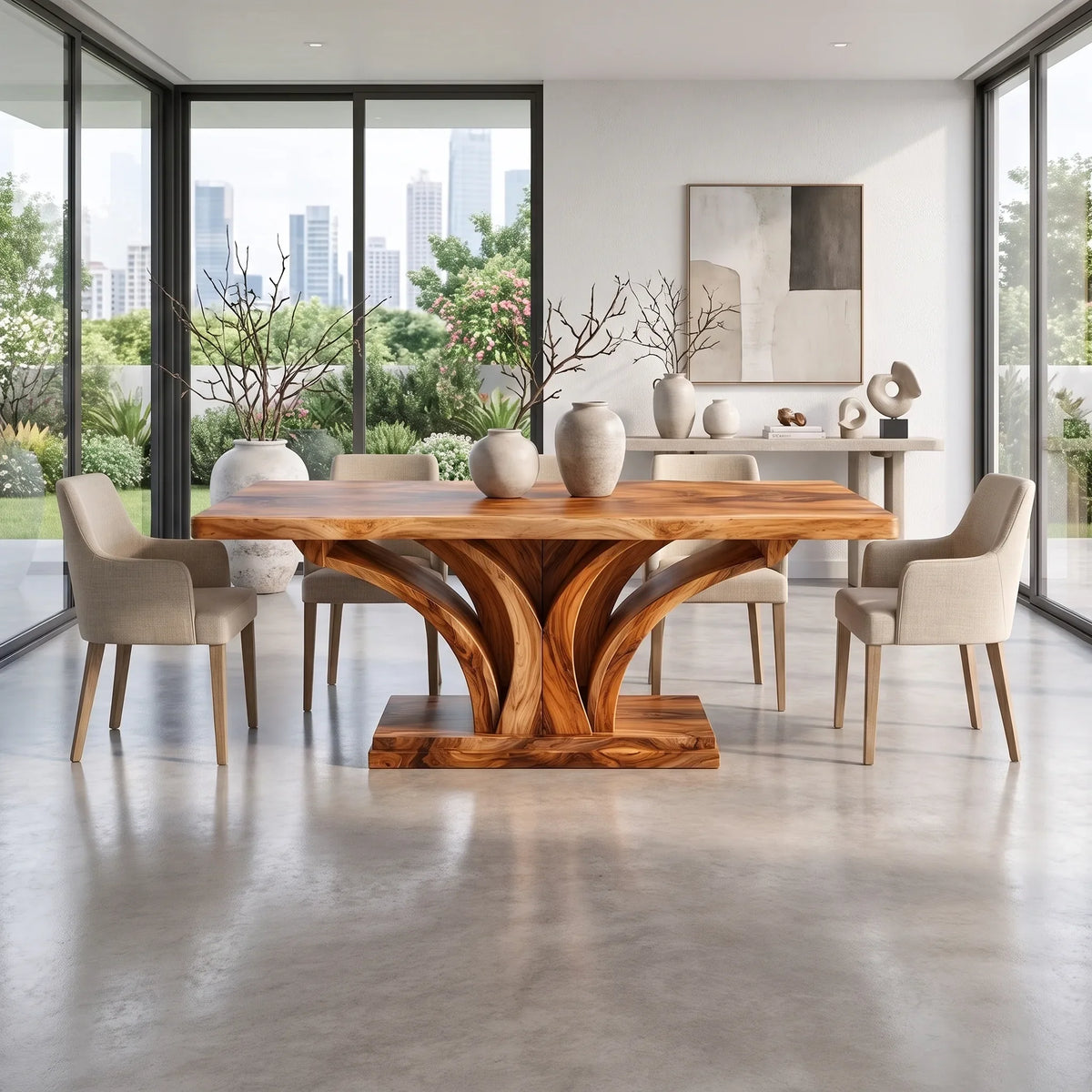 Organic Dining Table Rectangle Wood Dining Room Table Branch Pedestal For Dining Room