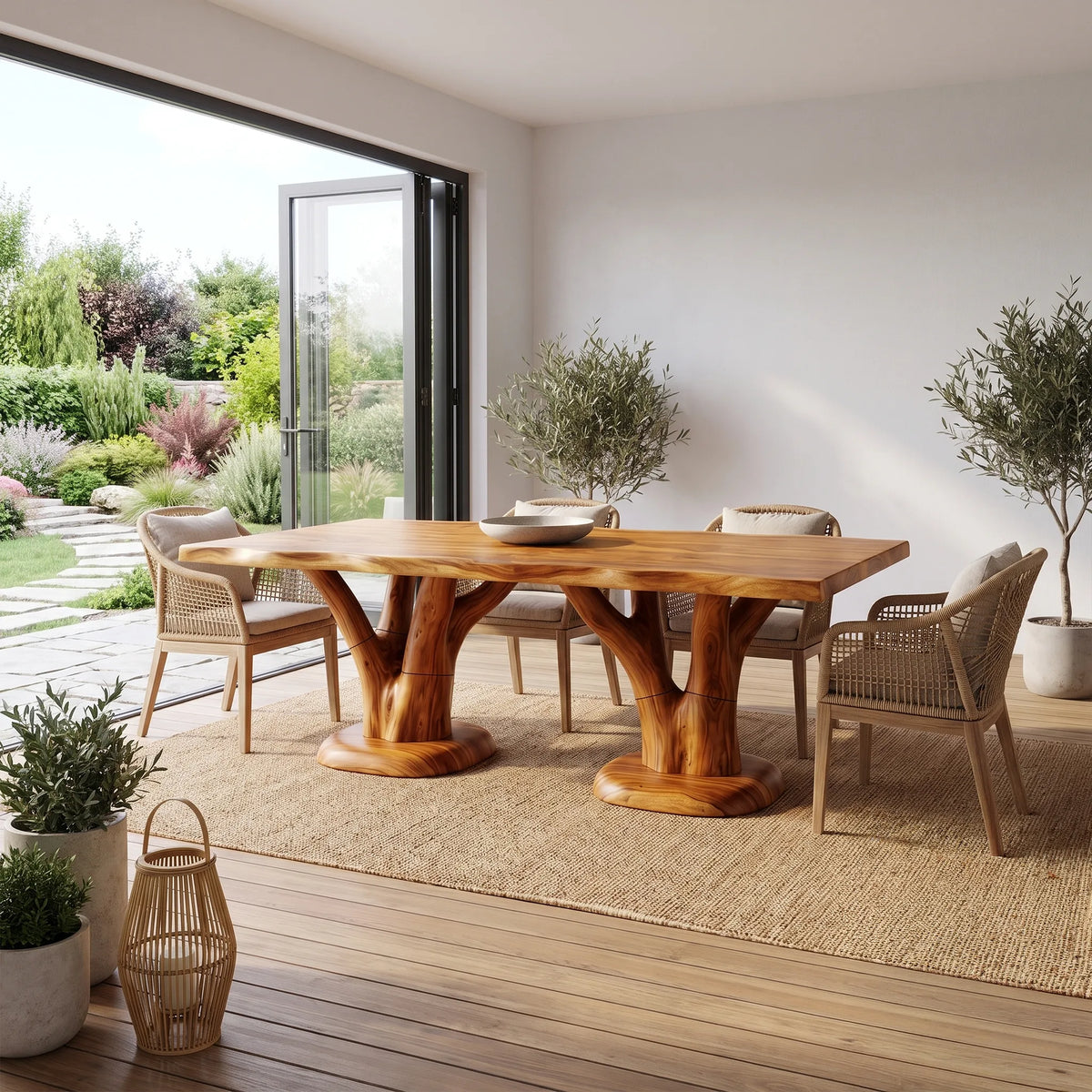 Airy Dining Table Rectangle Dining Table Wooden Dining Table Tree Base For Dining Room