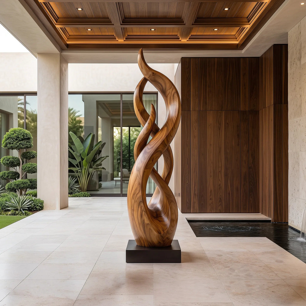 Rustic Abstract Wood Sculpture For Elegant Living Room Decor