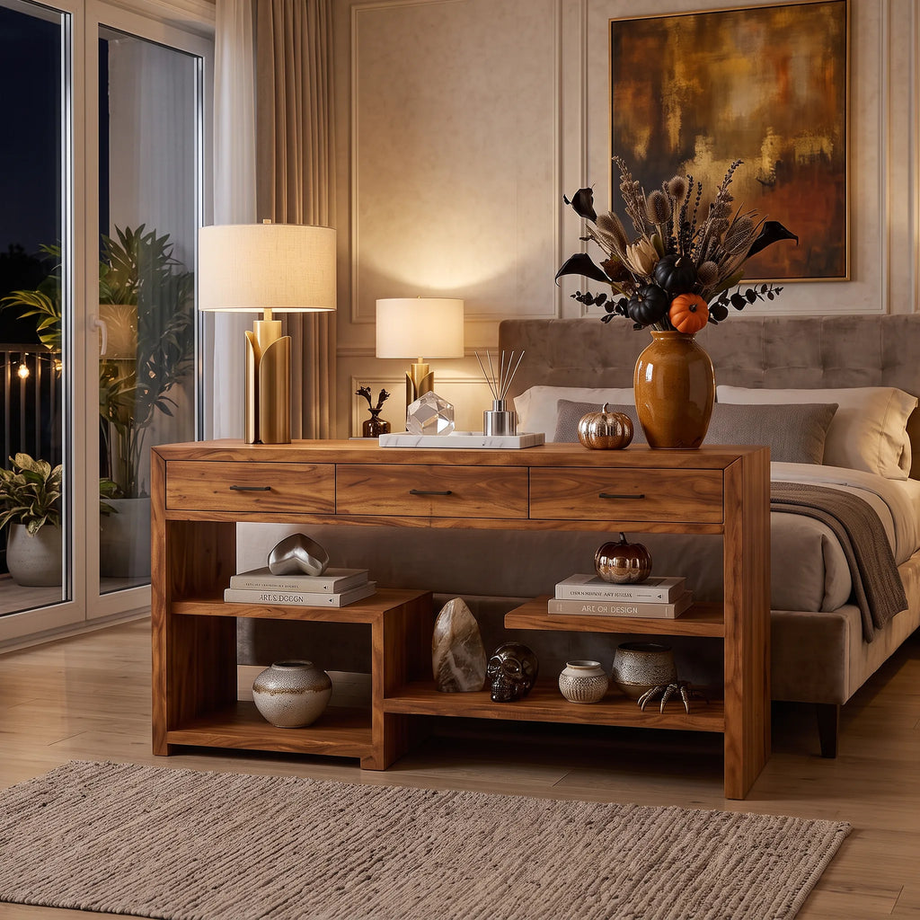 Mid Century Pumpkin Console Table Modern Bedroom
