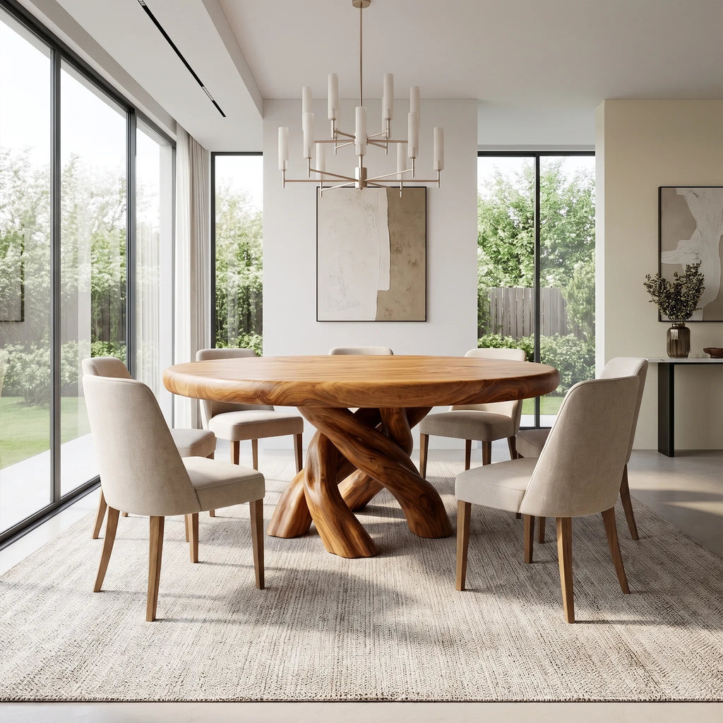 Graceful Round Dining Table Modern Dining Table Dining Room Table Twisted Base For Dining Room