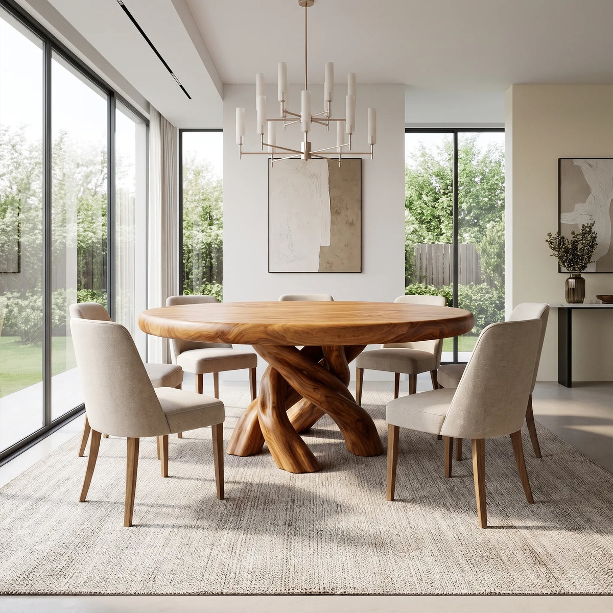Graceful Round Dining Table Modern Dining Table Dining Room Table Twisted Base For Dining Room