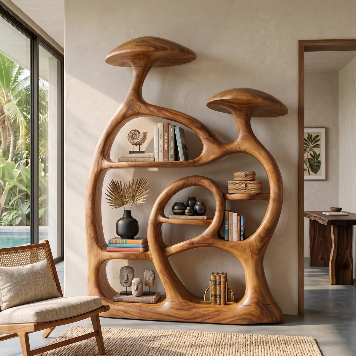 Minimalist Freestanding Mushroom Bookshelf Modern Home Office