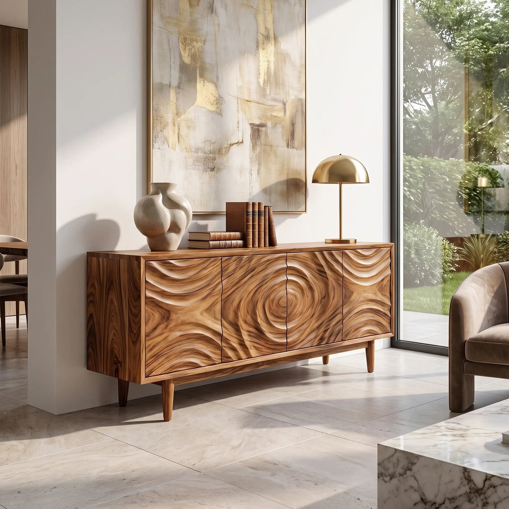 Warm Sideboard Dining Room Sideboard Cabinet Buffet Cabinet Circular Relief Doors For Dining Room