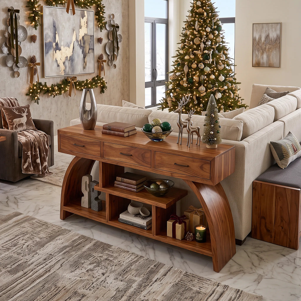 Organic Modern Xmas Console Table Living Room