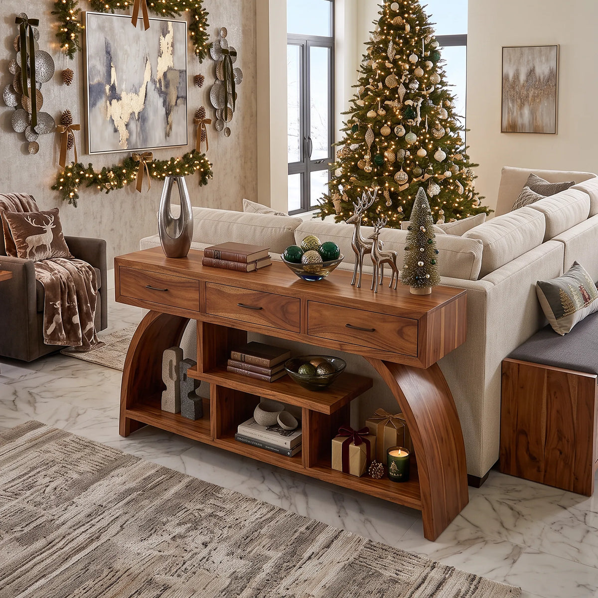 Organic Modern Xmas Console Table Living Room