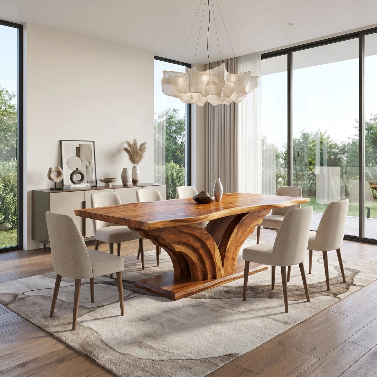 Refined Dining Table Rectangle Dining Table Wooden Dining Table Loop Base For Dining Room