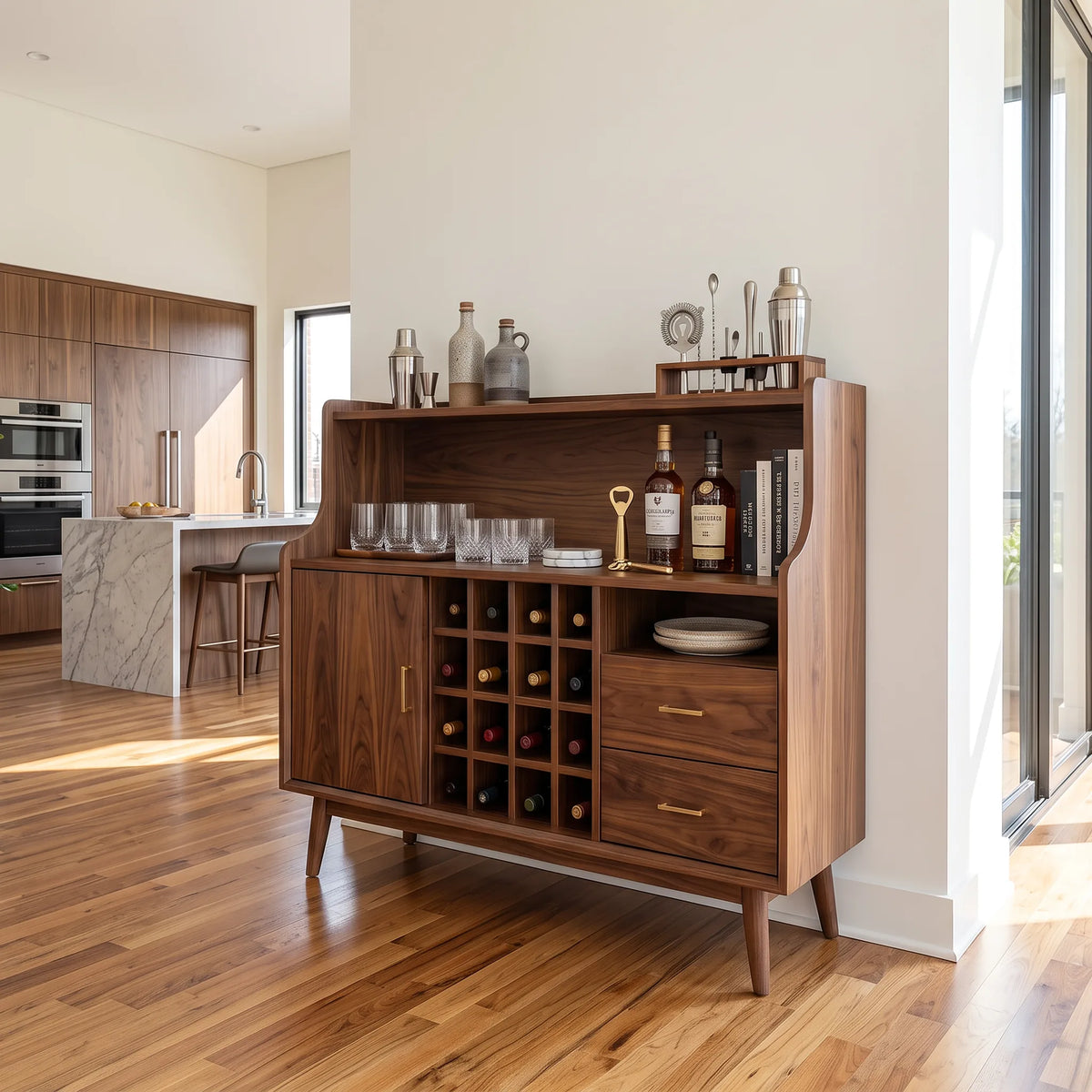 Mid Century Wine Bar Cabinet Luxury Kitchen