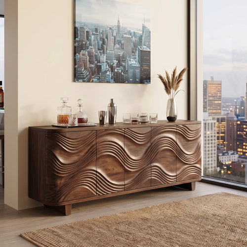 Contemporary Carved Sideboard Cabinet City Apartment
