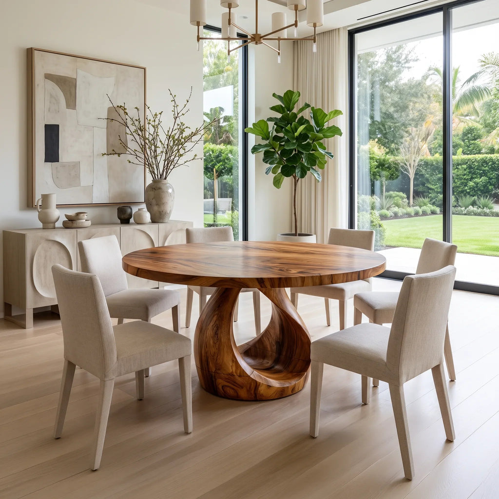 Welcoming Round Dining Table Dining Room Table Modern Dining Table Teardrop Base For Dining Room