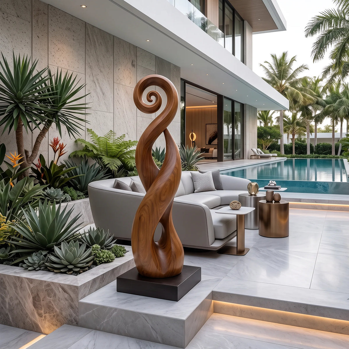 Modern Organic Twisted Wood Sculpture For Luxury Entryway Decor