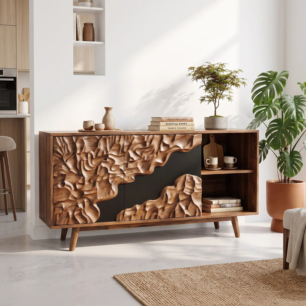 Organic Carved Buffet Cabinet Living Room