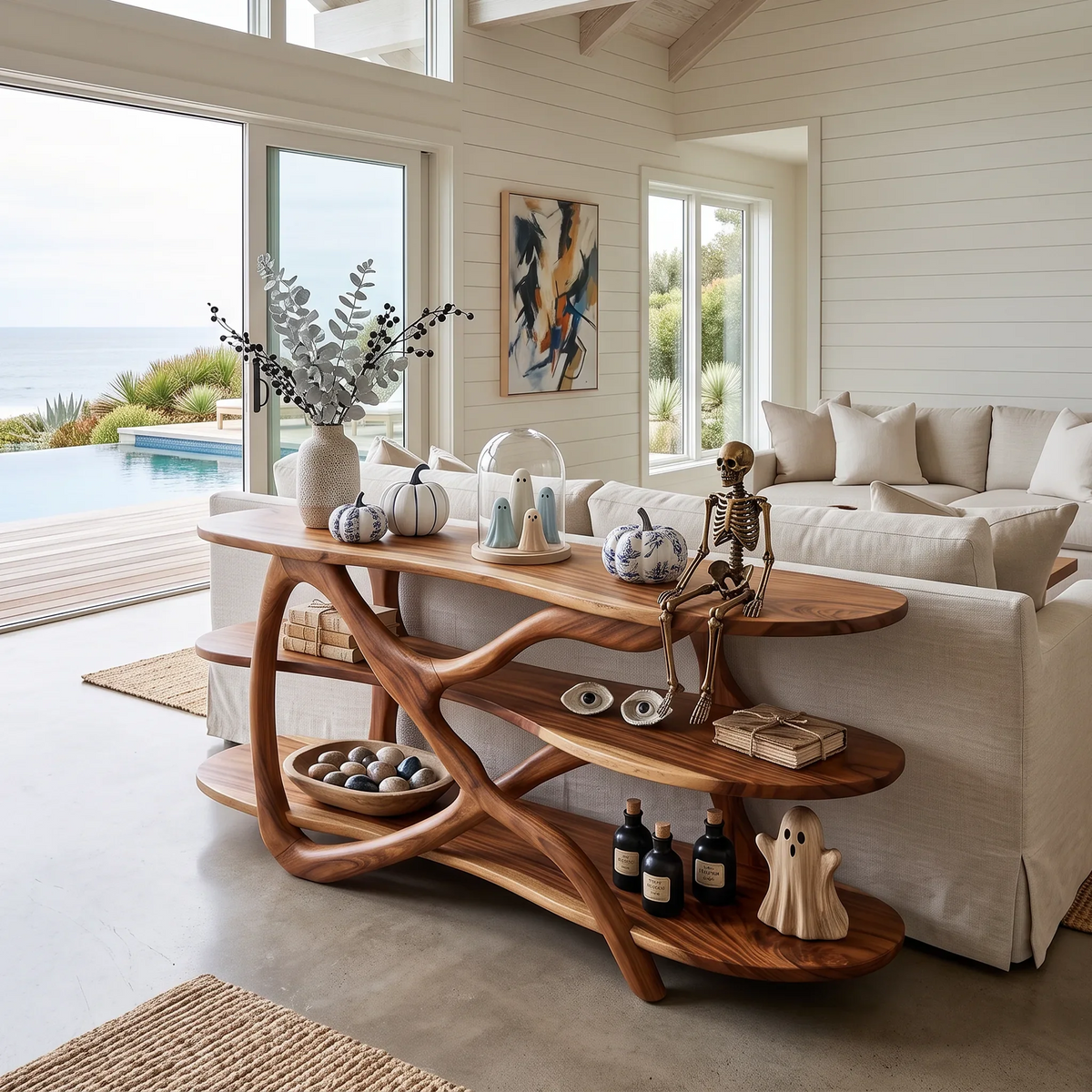 Farmhouse Halloween Sofa Table Coastal Living Room