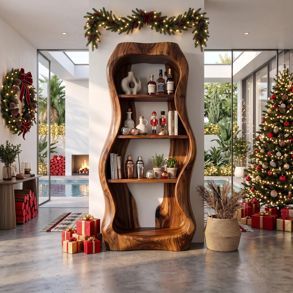 Handcrafted Nutcracker Liquor Cabinet Luxury Living Room