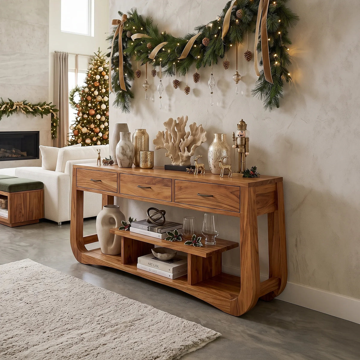 Farmhouse Christmas Behind Couch Table Modern Bedroom