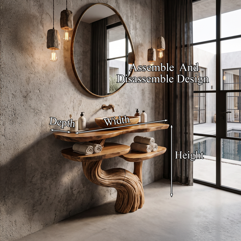 Organic Bathroom Vanity With Sculptural Tree Trunk Base For Bathroom